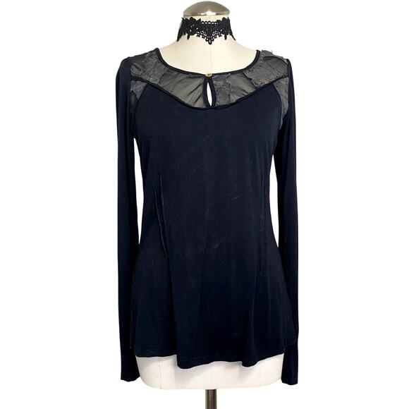 Vintage Y2k USA Kimchi Blue Coquette Grunge Sheer Neckline Longsleeve Top - Picture 1 of 16